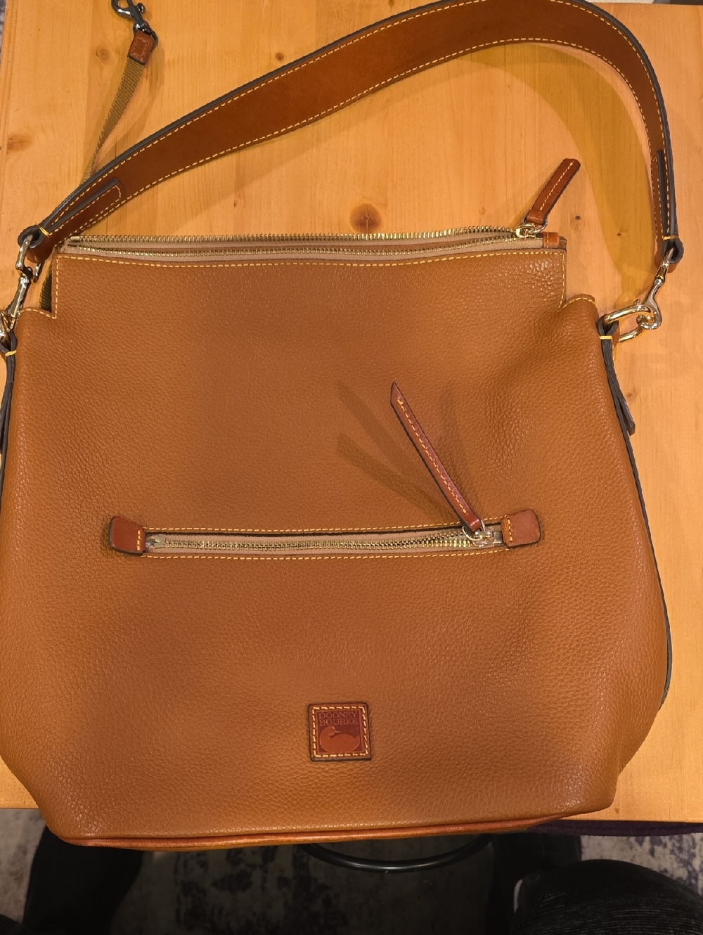 Dooney & Bourke Pebbled Leather Shoulder Bag - Cognac Brown